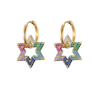 Geometric Hoop Earrings with Zircon Bling for Women