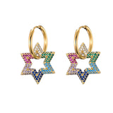 Geometric Hoop Earrings with Zircon Bling for Women