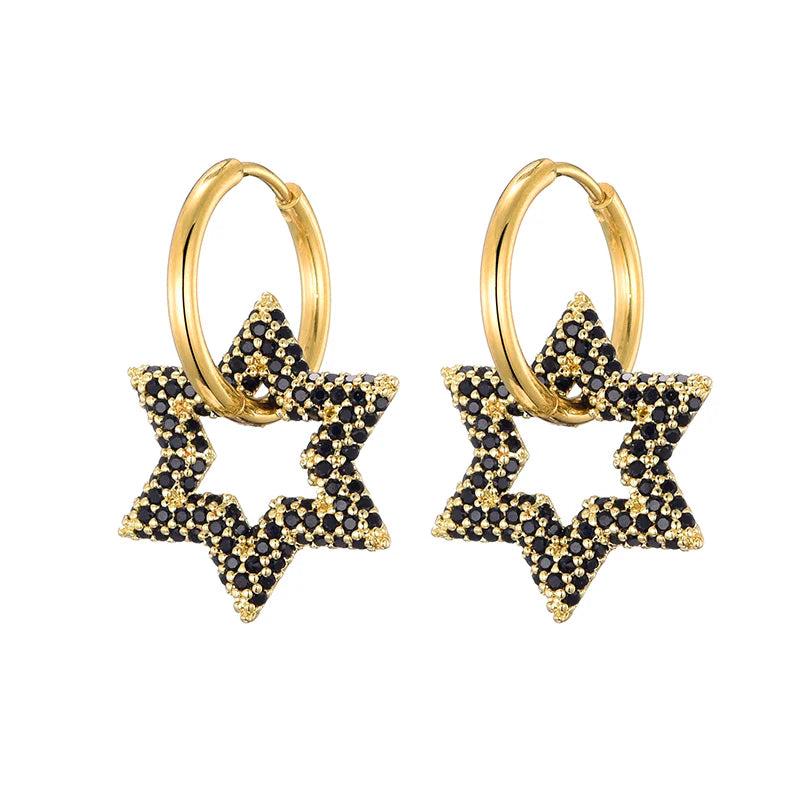 Geometric Hoop Earrings with Zircon Bling for Women