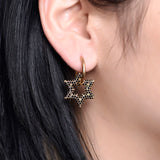 Geometric Hoop Earrings with Zircon Bling for Women