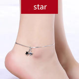 Silver 925 Star Square Anklets Jewelry For Women