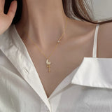 Star Moon Tassel Pendant Necklace Silver Jewelry Wedding Party