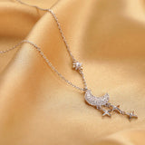 Star Moon Tassel Pendant Necklace Silver Jewelry Wedding Party