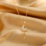 Star Moon Tassel Pendant Necklace Silver Jewelry Wedding Party