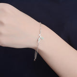 925 Silver Leaf Bracelet Crystal Lady Party Accessories