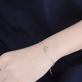 925 Silver Leaf Bracelet Crystal Lady Party Accessories