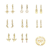 925 Silver CZ Drop Earrings 18K Plated Hoops for Women