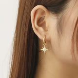 925 Silver CZ Drop Earrings 18K Plated Hoops for Women