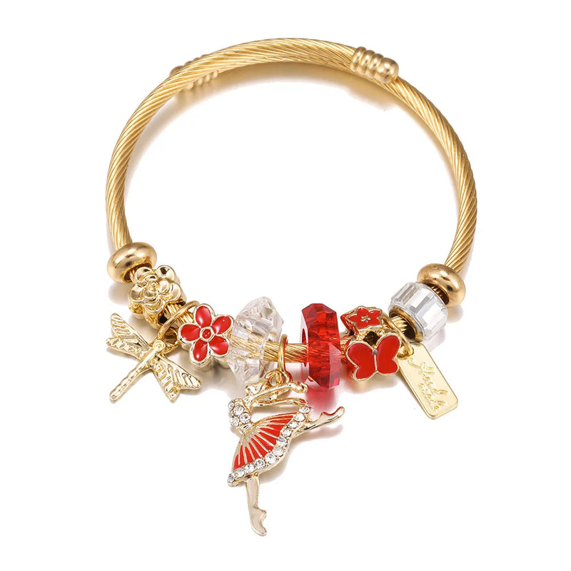 Strand Beads Dancing Girl Charm Bracelets for Women Children