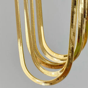 18K Plated Herringbone Choker Necklace for Women