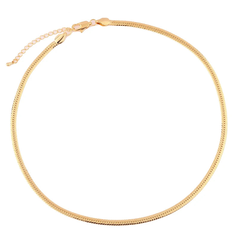 18K Plated Herringbone Choker Necklace for Women