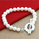925 Silver 8-9mm Pearl Bracelet Women's Jewelry