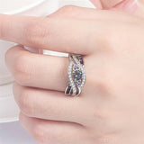 Tibetan Silver Amethyst Ring for Women Purple Crystal CZ Wedding Jewelry