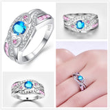 Tibetan Silver Amethyst Ring for Women Purple Crystal CZ Wedding Jewelry