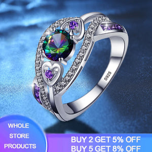 Tibetan Silver Amethyst Ring for Women Purple Crystal CZ Wedding Jewelry