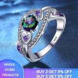 Tibetan Silver Amethyst Ring for Women Purple Crystal CZ Wedding Jewelry