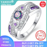 Tibetan Silver Amethyst Ring for Women Purple Crystal CZ Wedding Jewelry