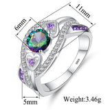 Tibetan Silver Amethyst Ring for Women Purple Crystal CZ Wedding Jewelry