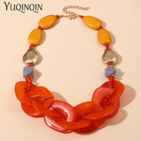 Summer Acrylic Beaded Necklaces for Women Statement Long Chain Pendant