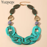 Summer Acrylic Beaded Necklaces for Women Statement Long Chain Pendant