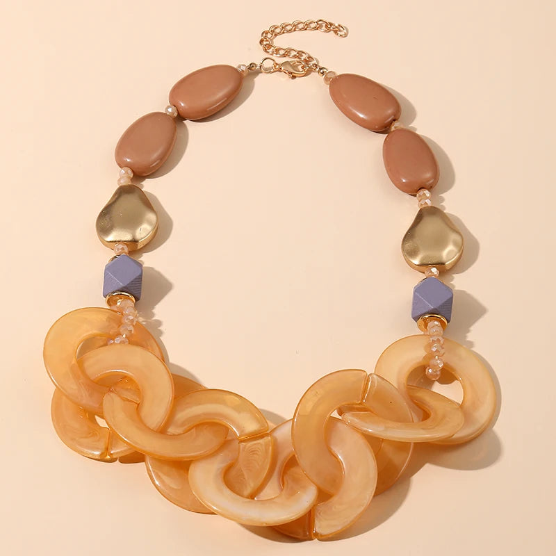 Summer Acrylic Beaded Necklaces for Women Statement Long Chain Pendant