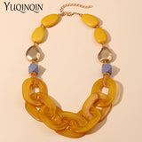 Summer Acrylic Beaded Necklaces for Women Statement Long Chain Pendant