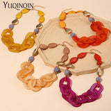 Summer Acrylic Beaded Necklaces for Women Statement Long Chain Pendant