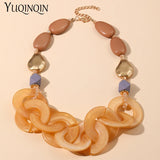 Summer Acrylic Beaded Necklaces for Women Statement Long Chain Pendant