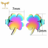 4 Leaf Clover Earrings Stainless Steel Small Stud Set Women Accessories