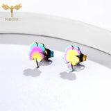 4 Leaf Clover Earrings Stainless Steel Small Stud Set Women Accessories