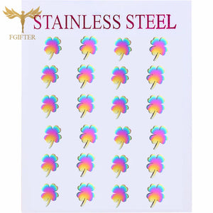 4 Leaf Clover Earrings Stainless Steel Small Stud Set Women Accessories