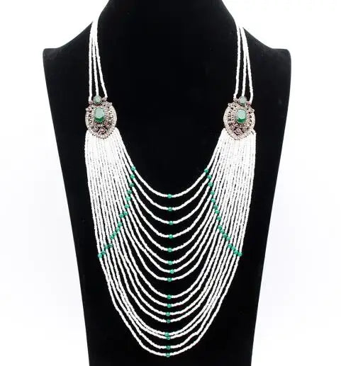 Sweater Chains Necklace Long Beaded Necklace Women Flower Resin Bead
