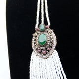 Sweater Chains Necklace Long Beaded Necklace Women Flower Resin Bead