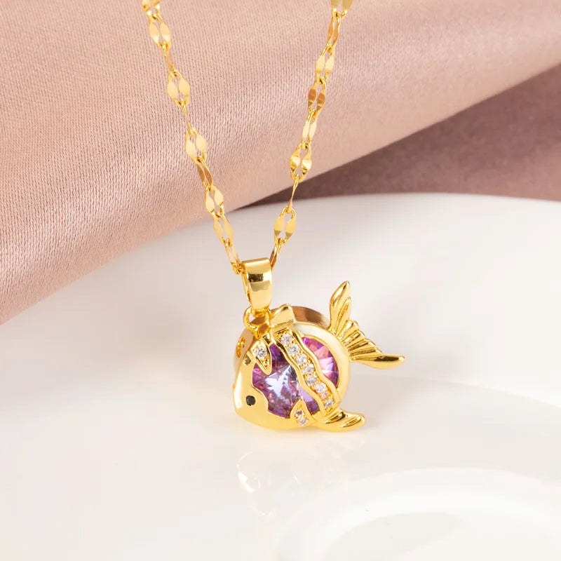 Stylish Stainless Steel Necklace for Women Pendant Chain Jewelry