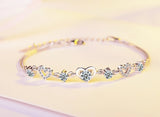 Sweet Style Crystal Women Bracelet 925 Sterling Silver Bangle