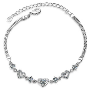 Sweet Style Crystal Women Bracelet 925 Sterling Silver Bangle
