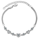 Sweet Style Crystal Women Bracelet 925 Sterling Silver Bangle