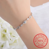Sweet Style Crystal Women Bracelet 925 Sterling Silver Bangle