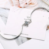 Lucky Clover Crystal Women Bracelet 925 Sterling Silver Bangle
