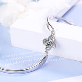 Lucky Clover Crystal Women Bracelet 925 Sterling Silver Bangle