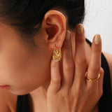 18K Plated Stainless Steel Hollow Hoop Earrings
