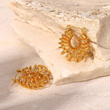 18K Plated Stainless Steel Hollow Hoop Earrings