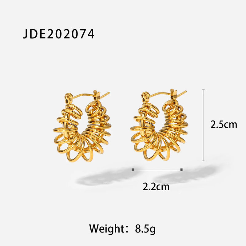 18K Plated Stainless Steel Hollow Hoop Earrings