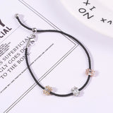 Adjustable Thread Bracelet Three-Color Metal Cube Zircon Jewelry Gift