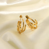 3 Triple C Shape 316L Stainless Steel Hoop Earrings For Women