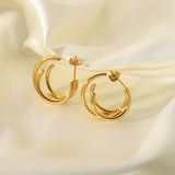 3 Triple C Shape 316L Stainless Steel Hoop Earrings For Women