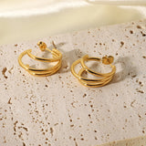 3 Triple C Shape 316L Stainless Steel Hoop Earrings For Women
