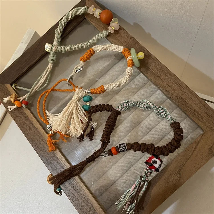 Tibet Jewelry Rope Chain for Women Vintage Charm Hand Chains Bracelet