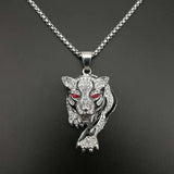 Tiger Pendant Necklace for Men Hip-Hop Crystal Inlaid Neck Chain