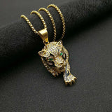Tiger Pendant Necklace for Men Hip-Hop Crystal Inlaid Neck Chain